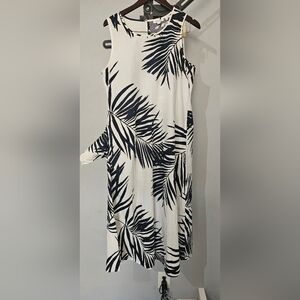 Tropical Leaf Print Swim Cover-Up
